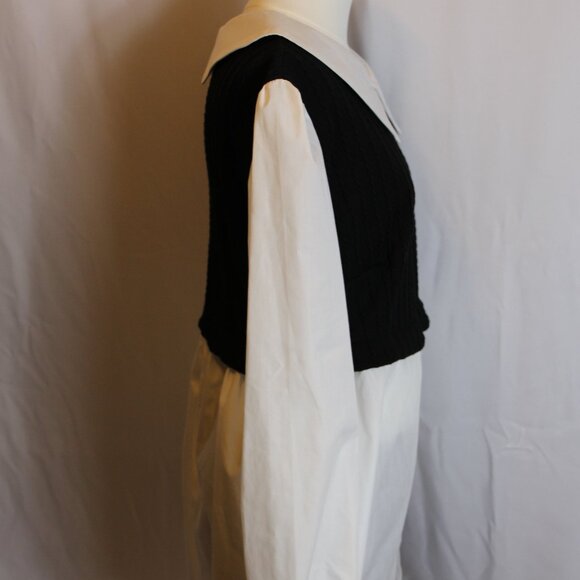 Papaya Brand Peter Pan Collar Black Knit Vest Layered Top Women's Large - Picture 3 of 8